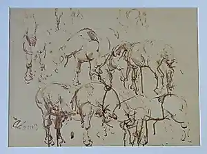 Willem Adams - PAARDEN III / ORIGINEEL WERK / 61x81cm / KADER / SIG kopen? Bied vanaf 100!