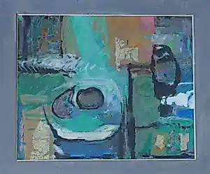 Wil van Leeuwen - STILLEVEN IN GROEN / ORIGINEEL WERK / 69x79cm / KADER / SIG kopen? Bied vanaf 95!