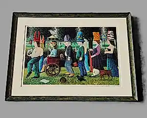 Dolf Zwerver - grote kleuren lithografie "de Optocht" gelimt. oplage (190) - prima ingelijst kopen? Bied vanaf 79!