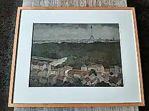 Jasper Pasman - Olieverf op papier, zicht op de Eifeltoren. kopen? Bied vanaf 35!