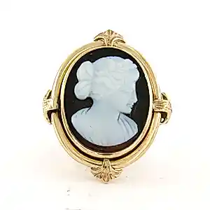 14k roségouden ring met sardonyx cameo - ringmaat 16(50) kopen? Bied vanaf 1000!