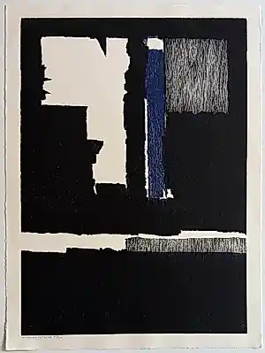 Guillaume Le Roy - handgesigneerde kleurenhoutsnede | 'Zonder titel' | 1988 kopen? Bied vanaf 80!