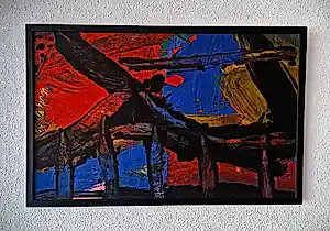 Erik Oldenhof - Broft Gallerie Leerdam - acrylverf op papier - abstracte compositie - in lijst kopen? Bied vanaf 68!