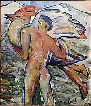 Hans Picard - Acryl op doek, Een mens al leeft hij goed, sterft en een ander wordt geboren kopen? Bied vanaf 400!