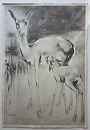 Han van Meegeren - Hert. Moeder en kalf. Grote litho. kopen? Bied vanaf 49!