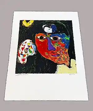 Eugène Brands - grote express. kleuren litho "painter - zelfportret met palet" bep. oplage (200) kopen? Bied vanaf 89!