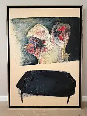 Arty Grimm - Gemengde techniek op doek, Abstracte compositie - Ingelijst kopen? Bied vanaf 675!