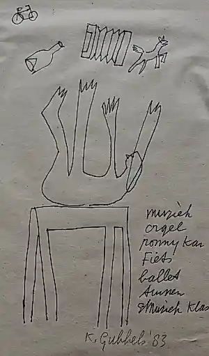 Klaas Gubbels - Pentekening - 1983 kopen? Bied vanaf 150!
