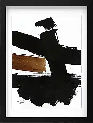 Jean-Jacques Marie - Abstraction à l'encre et au brou de noix encadrée kopen? Bied vanaf 90!