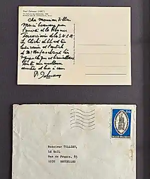 Paul Delvaux - Originele handgeschreven kunstkaart kopen? Bied vanaf 425!