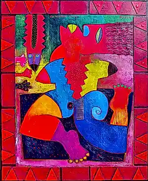 Clemens Briels - Pensamiento rompido, acrylverf met collage op doek (groot) kopen? Bied vanaf 895!