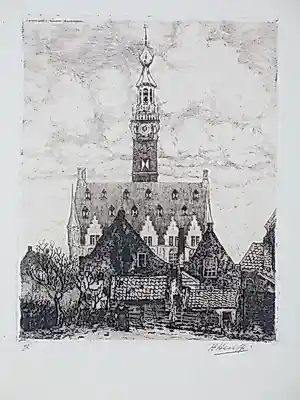 Herman Heuff - Stadhuistoren Veere - Ets kopen? Bied vanaf 48!