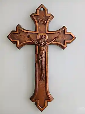 JMPC Belgium - Neogotisch bronzen kruisbeeld – J.M.P.C. – België, ca. 1930–1950 kopen? Bied vanaf 20!