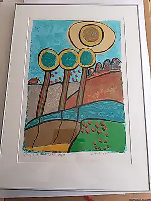 Clemens Briels - Zeefdruk, Titel, "Herfst in Limburg III ". kopen? Bied vanaf 90!