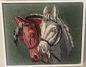 Rob Scholte - Rob Scholte - "Horses"- Embroidery - 40 x 49 x 4 cm achterzijde gesign + dat. kopen? Bied vanaf 200!