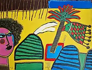 Corneille - Lithograph: 'L'oiseau multicolore' (2003) kopen? Bied vanaf 280!