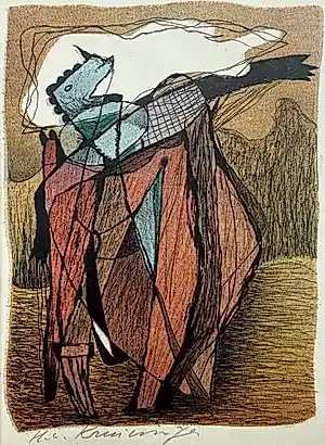 Harry van Kruiningen - handgesigneerde kleurenlitho | 'Heer Halewijn sanc een liedekijn' | 1956 kopen? Bied vanaf 60!