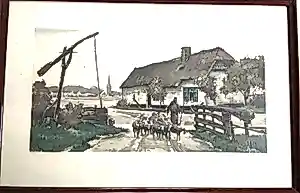 Roger Hebbelinck - 3 etsen : schaapsherder; landelijk tafereel; boten in haven kopen? Bied vanaf 99!