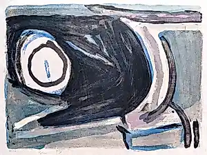 Bram van Velde - Abstracte compositie, litho in 9 kleuren op japon nacré kopen? Bied vanaf 450!