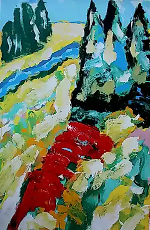 Jan Cremer - Strada Rosso II - 2001 (grote zeefdruk!) kopen? Bied vanaf 199!