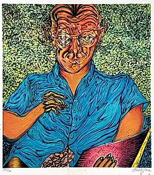 Pjeroo Roobjee - Litho, Gesigneerd, 57x47 cm, 1992 verkocht voor € 50!