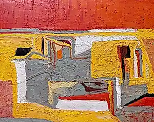 Theo Kuijpers - Abstracte compositie, olieverf en collage op doek (mooi ingelijst) kopen? Bied vanaf 1500!