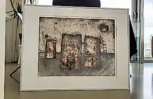Marjan Smit - Drie geabstraheerde gebouwen met cirkel met vier vlakken kopen? Bied vanaf 160!