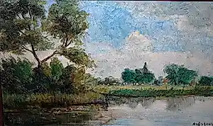 Andries van der Sloot - Fries landschap aan het water - olieverfschilderij kopen? Bied vanaf 125!