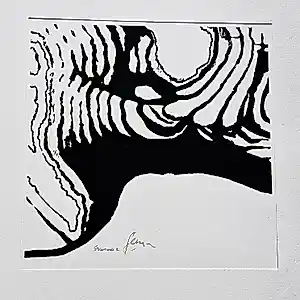 Geertjan van Oostende - fraaie monochrome zeefdruk - stroming 2 (uit serie van 4) - gesigneerd verkocht voor € 48!