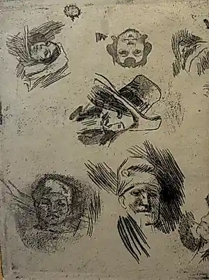 Felicien Rops - Planche d'études ou Pédagogique au pied kopen? Bied vanaf 75!