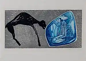 Mimmo Paladino - Ingelijste ets: Black Animal - 1982 kopen? Bied vanaf 695!