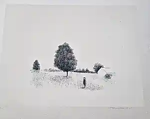 Metten Koornstra - karakteristiek verstilde monochr. litho "Man in landschap" potloodgesigneerd kopen? Bied vanaf 46!
