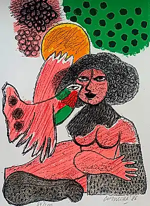 Corneille - Litho: Femme et oiseaux II - 1986 kopen? Bied vanaf 225!