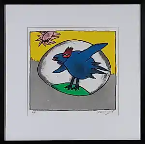 Corneille - Zeefdruk, Juichende vogel - Ingelijst kopen? Bied vanaf 200!