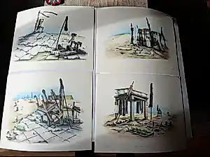 Renate Sautermeister - 4 Litho's , Stoelen buiten I, II, III, VI, uit 1979, kopen? Bied vanaf 40!