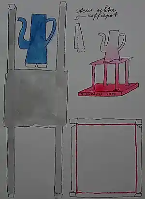 Klaas Gubbels - litho met aquarel: "bouwplaat" - 1984 kopen? Bied vanaf 295!