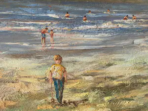 Paul Boutry - Plage animée / Levendige strandscène / spelende kinderen op het strand kopen? Bied vanaf 125!