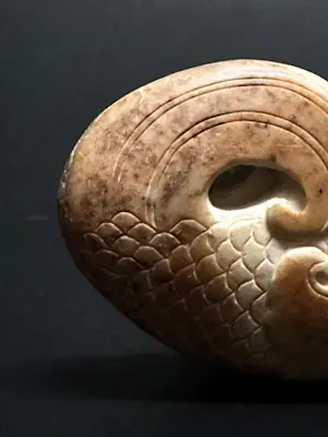Onbekend - Gesneden jade vissculptuur Chinees gesneden jadesculptuur kopen? Bied vanaf 20!