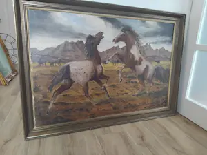 Onbekend - Groot schilderij met paarden kopen? Bied vanaf 20!