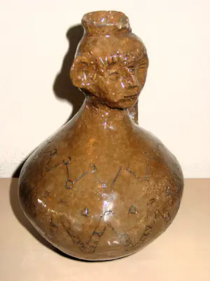 Onbekend - Handgemaakte geglazuurde kruik Peruaanse Face Jug van klei kopen? Bied vanaf 50!
