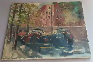 Jan Kelderman - Zicht op Amsterdamse gracht. kopen? Bied vanaf 60!