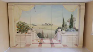 Csilla Kudor - Blick von der Terrasse eines Palazzo in toskanische Landschaft kopen? Bied vanaf 3000!