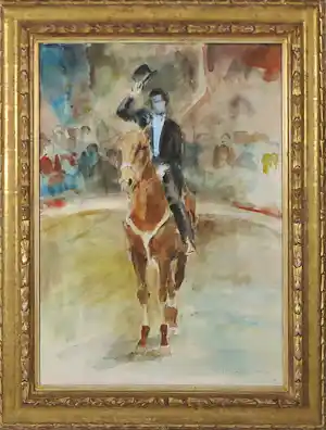 Jan Groenestein - Aquarel, Ruiter - Ingelijst verkocht voor € 200!