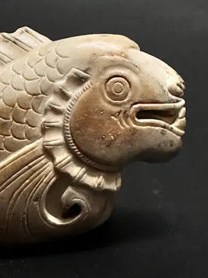 Onbekend - Gesneden jade vissculptuur Chinees gesneden jadesculptuur kopen? Bied vanaf 20!