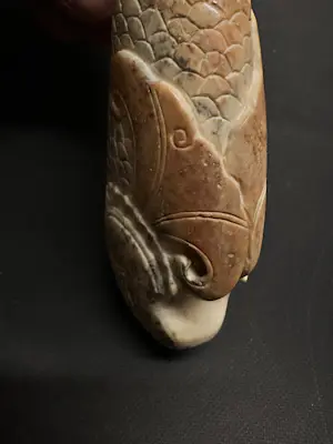 Onbekend - Gesneden jade vissculptuur Chinees gesneden jadesculptuur kopen? Bied vanaf 20!