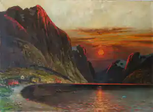 Karl Kaufmann - Pseudonym: J. Holmstedt (Skandinavische Fjordlandschaft bei Trondheim) verkocht voor € 450!