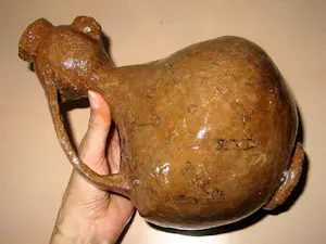 Onbekend - Handgemaakte geglazuurde kruik Peruaanse Face Jug van klei kopen? Bied vanaf 50!