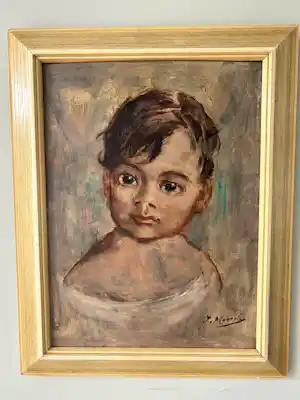 Jacques van Mourik - Kinderportret op paneel verkocht voor € 60!