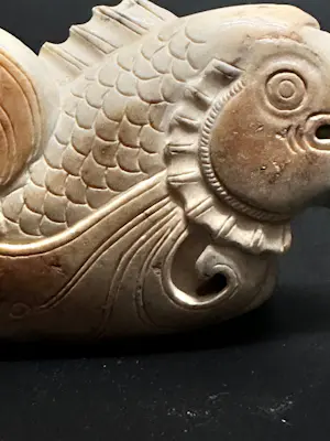 Onbekend - Gesneden jade vissculptuur Chinees gesneden jadesculptuur kopen? Bied vanaf 20!