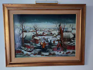 Zeljko Seles - Groot winters dorpsgezicht met ijspret, 1979 kopen? Bied vanaf 500!